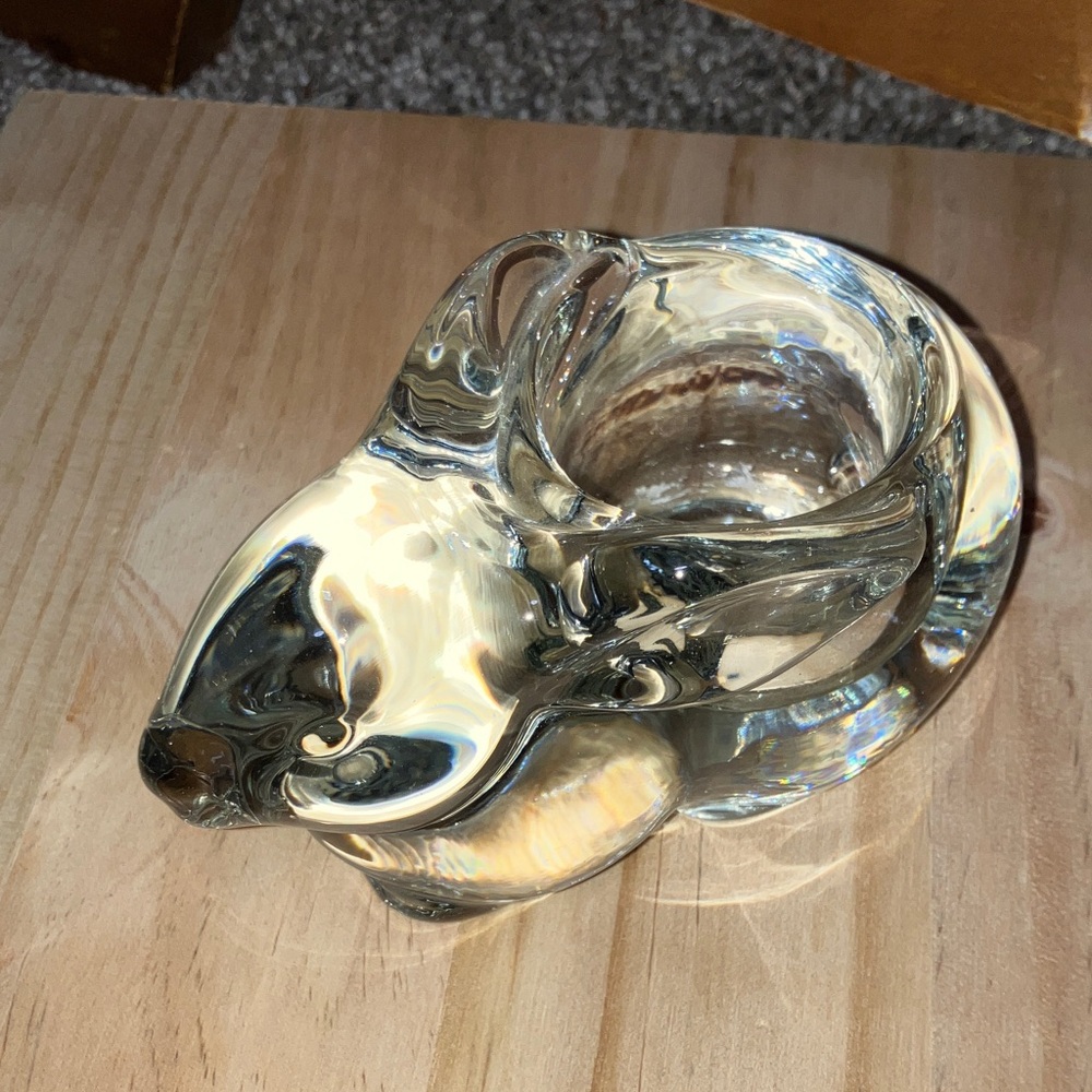 Indiana Glass Clear Glass Bunny Tea Light Or Votive Holder - Picture 1 of 5